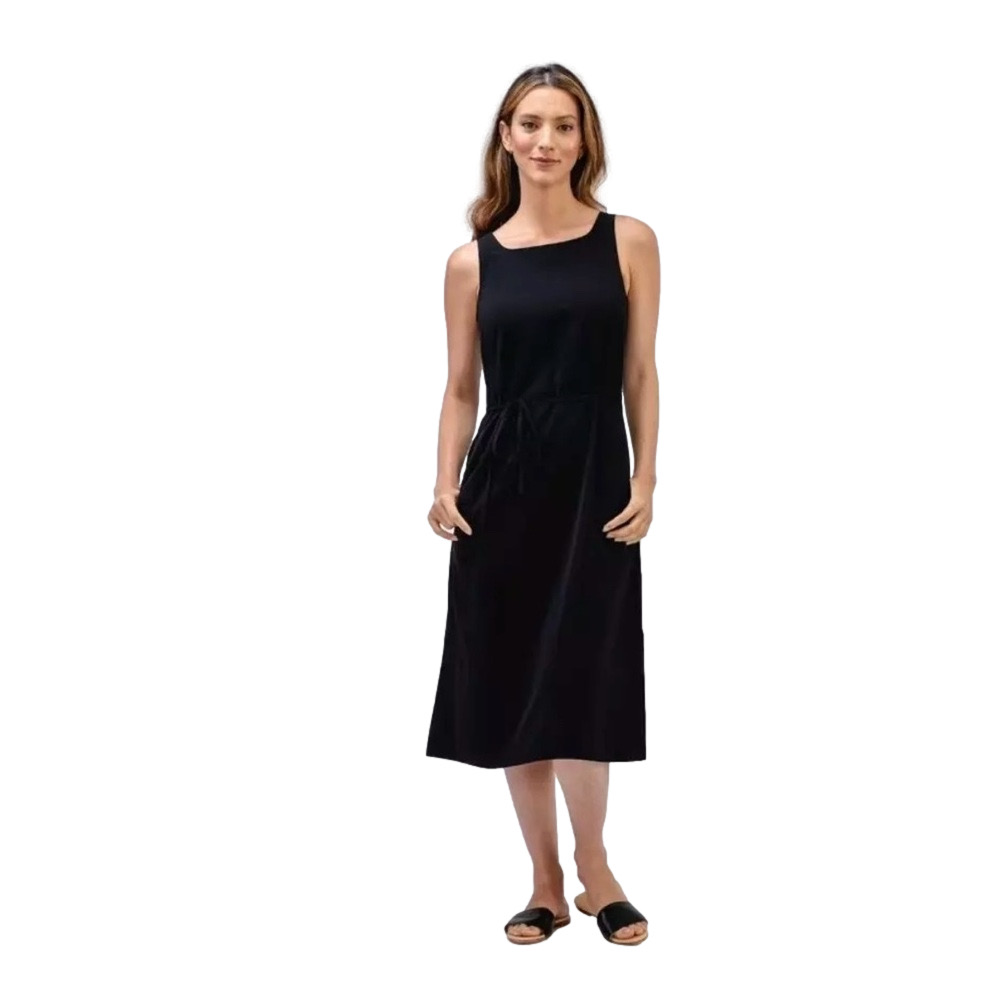 Ministry of Supply Black Womens Swift Sheath Dress Medium Tie Waist Pockets